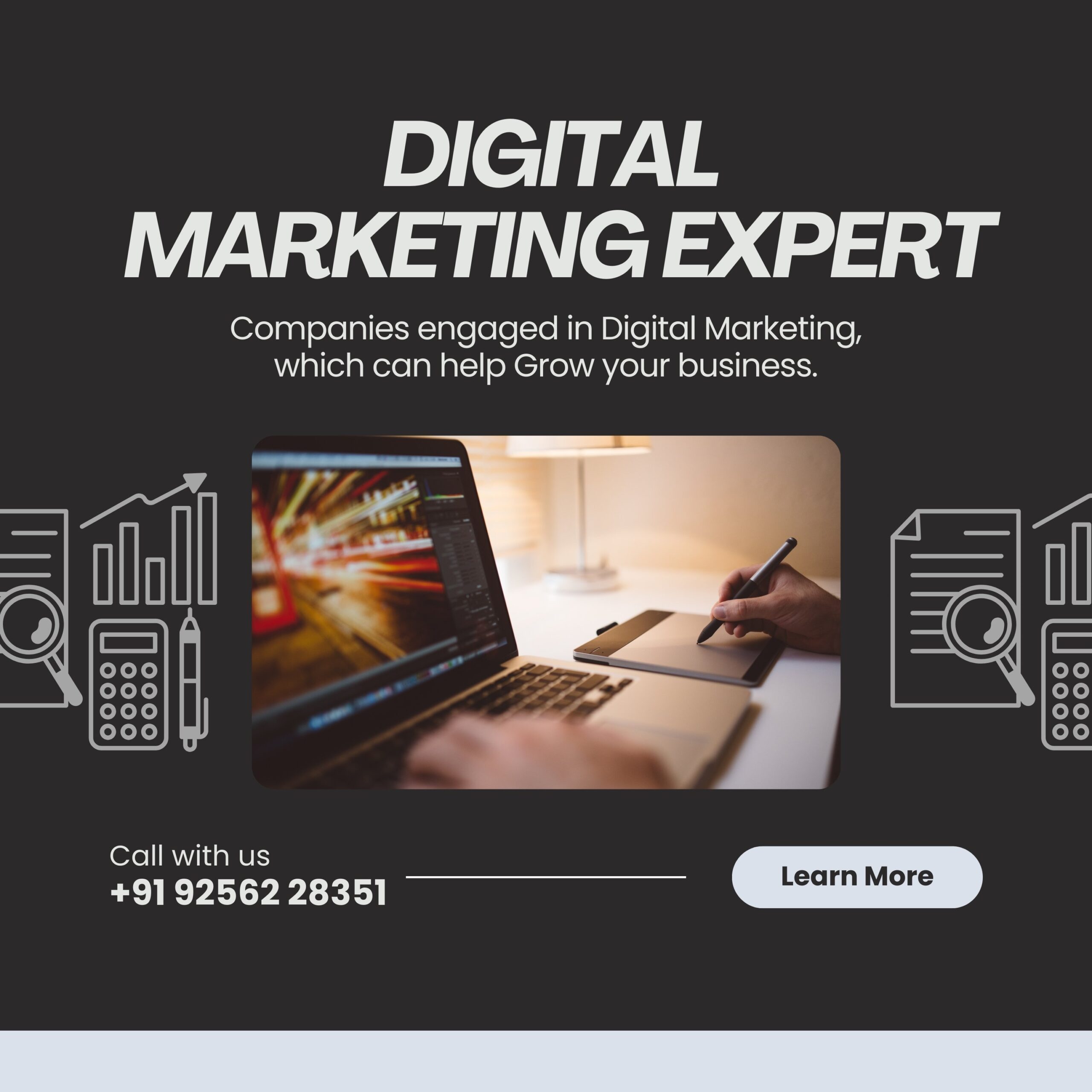 White and Orange Simple Color Digital Marketing Expert Instagram Post